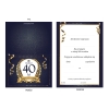 ZAPROSZENIE NA 40 URODZINY ELEGANCKIE GRANATOWE + KOPERTA