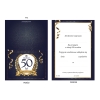 ZAPROSZENIE NA 50 URODZINY ELEGANCKIE GRANATOWE + KOPERTA