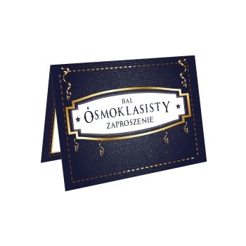 ZAPROSZENIE NA BAL ÓSMOKLASISTY KOMERS ZAKOŃCZENIE ELEGANCKIE GRANATOWE  +koperta