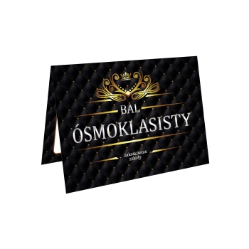 ZAPROSZENIE NA BAL ÓSMOKLASISTY KOMERS ZAKOŃCZENIE CZARNE LUX HIT! +koperta
