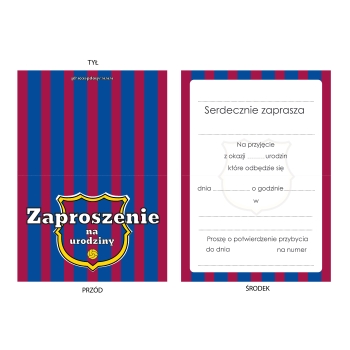 ZAPROSZENIE NA URODZINY FC BARCELONA MESSI LEWANDOWSKI + KOPERTA