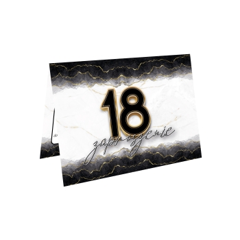 ZAPROSZENIE NA 18 URODZINY ELEGANCKIE BLACKGOLD BROKAT + KOPERTA