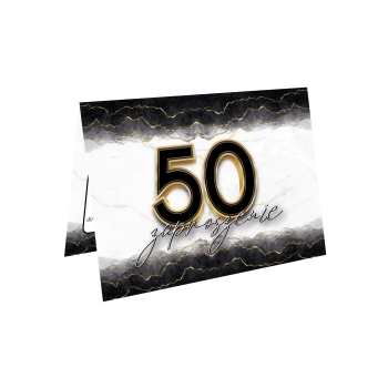 ZAPROSZENIE NA 50 URODZINY ELEGANCKIE BLACKGOLD BROKAT + KOPERTA