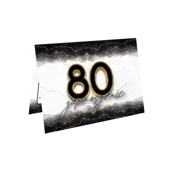 ZAPROSZENIE NA 80 URODZINY ELEGANCKIE BLACKGOLD BROKAT + KOPERTA