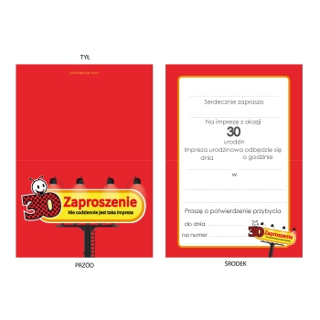 ZAPROSZENIE NA 30 URODZINY BIEDRONKA ŚMIESZNE URODZINOWE + KOPERTA