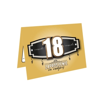 ZAPROSZENIE NA 18 URODZINY ZŁOTE GOLD ELEGANCKIE LUXURY + KOPERTA