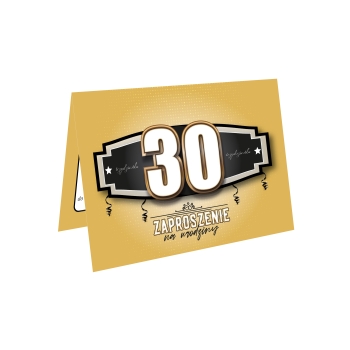 ZAPROSZENIE NA 30 URODZINY ZŁOTE GOLD ELEGANCKIE LUXURY + KOPERTA