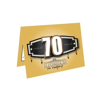 ZAPROSZENIE NA 70 URODZINY ZŁOTE GOLD ELEGANCKIE LUXURY + KOPERTA