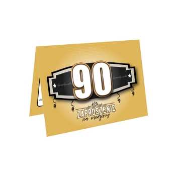 ZAPROSZENIE NA 90 URODZINY ZŁOTE GOLD ELEGANCKIE LUXURY + KOPERTA