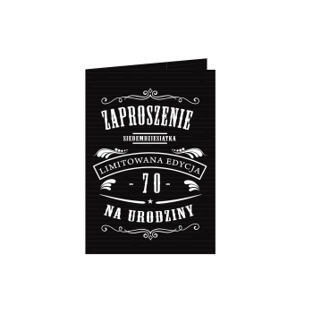 ZAPROSZENIE NA 70 URODZINY JACK CZARNE + KOPERTA