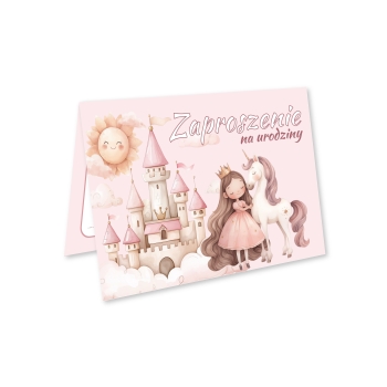 ZAPROSZENIE NA URODZINY KSIĘŻNICZKA Z JEDNOROŻCEM UNICORN + KOPERTA