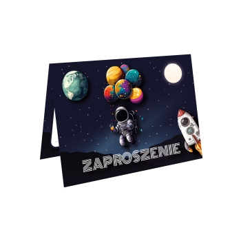 ZAPROSZENIE NA URODZINY KOSMOS ASTRONAUTA + KOPERTA