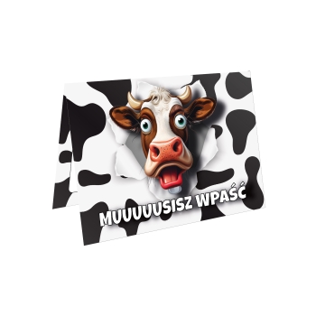 ZAPROSZENIE NA KAŻDE URODZINY UNIWERSALNE KROWA MUUUSISZ WPAŚĆ + KOPERTA