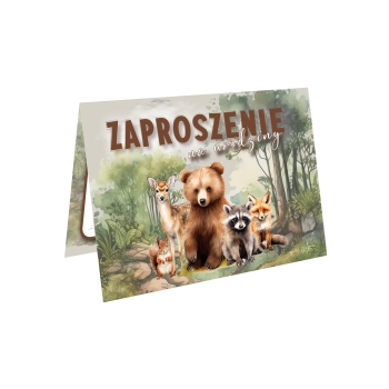 ZAPROSZENIE NA URODZINY LEŚNI PRZYJACIELE LAS BOHO RUSTYKALNE + KOPERTA