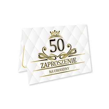 ZAPROSZENIE NA 50 URODZINY LUX BIAŁE LUXURY + KOPERTA