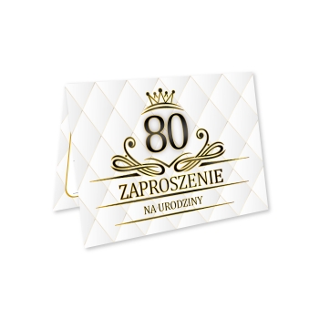 ZAPROSZENIE NA 80 URODZINY LUX BIAŁE LUXURY + KOPERTA