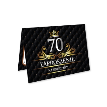 ZAPROSZENIE NA 70 URODZINY LUX CZARNE LUXURY + KOPERTA