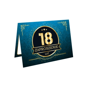 ZAPROSZENIE NA 18 URODZINY LUXURY LUX NIEBIESKIE + KOPERTA