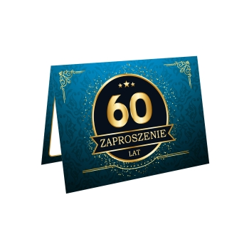 ZAPROSZENIE NA 60 URODZINY LUXURY LUX NIEBIESKIE + KOPERTA