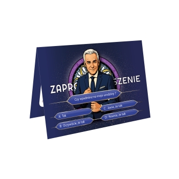 ZAPROSZENIE NA URODZINY MILIONERZY HUBERT ŚMIESZNE 40 50 60 70 80 + KOPERTA