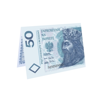 ZAPROSZENIE NA 50 URODZINY NOWE 50 ZŁOTYCH BANKNOT + KOPERTA
