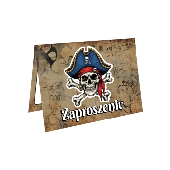 ZAPROSZENIE NA URODZINY PIRACKIE PIRAT SKARB URODZINOWE + KOPERTA