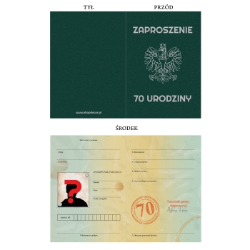 ZAPROSZENIE NA 70 URODZINY STARY DOWÓD PRL + KOPERTA
