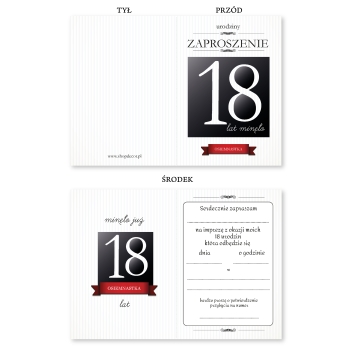 ZAPROSZENIE NA 18 URODZINY ELEGANCKIE BIAŁE STONOWANE + KOPERTA