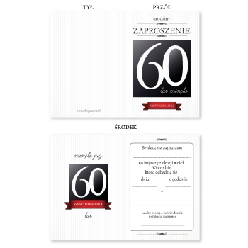 ZAPROSZENIE NA 60 URODZINY ELEGANCKIE BIAŁE STONOWANE + KOPERTA