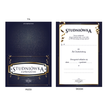 ZAPROSZENIE NA STUDNIÓWKĘ ELEGANCKIE GRANATOWE STUDNIÓWKA +koperta