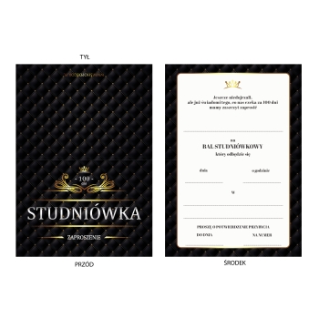 ZAPROSZENIE NA STUDNIÓWKĘ ELEGANCKIE LUX CZARNE STUDNIÓWKA +koperta