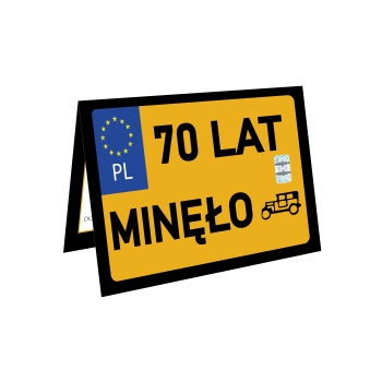 ZAPROSZENIE NA 70 URODZINY STARA TABLICA REJESTRACYJA ZABYTEK ŻÓŁTA TABLICA