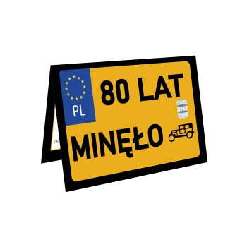 ZAPROSZENIE NA 80 URODZINY STARA TABLICA REJESTRACYJA ZABYTEK ŻÓŁTA TABLICA