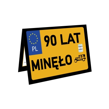 ZAPROSZENIE NA 90 URODZINY STARA TABLICA REJESTRACYJA ZABYTEK ŻÓŁTA TABLICA