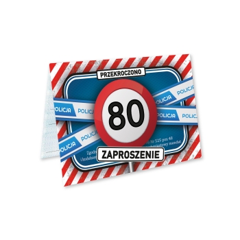 ZAPROSZENIE NA 80 URODZINY ZNAK MANDAT WEZWANIE ZAKAZ + KOPERTA