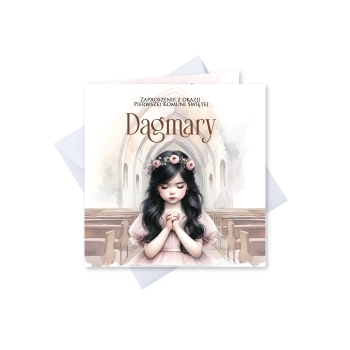 ZAPROSZENIE NA PIERWSZĄ KOMUNIĘ KOMUNIJNE + IMIĘ + KOPERTA dla dziewczynki