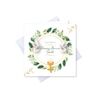 ZAPROSZENIE NA PIERWSZĄ KOMUNIĘ KOMUNIJNE + KOPERTA uniwersalne