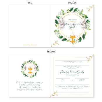 ZAPROSZENIE NA PIERWSZĄ KOMUNIĘ KOMUNIJNE + KOPERTA uniwersalne