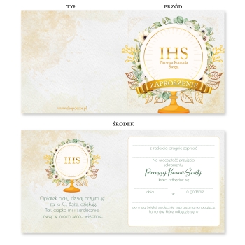 ZAPROSZENIE NA PIERWSZĄ KOMUNIĘ KOMUNIJNE + KOPERTA uniwersalne