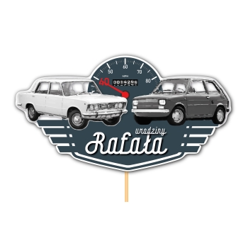 TOPPER NA 40 URODZINY TORT CIASTO PRL FIAT 125 126 LICZNIK VINTAGE RETRO